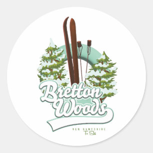 Adesivo Redondo logotipo de esqui de Bretton Woods New Hampshire