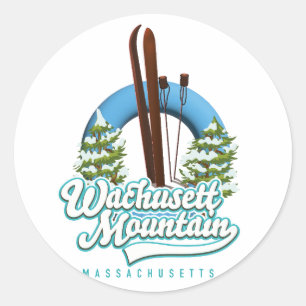 Adesivo Redondo Logotipo de esqui WMassachusetts Mountain