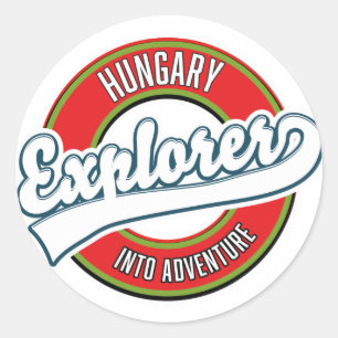 Adesivo Redondo logotipo de explorador da Hungria em aventura