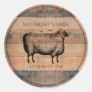 Adesivo Redondo Logotipo de Fazenda Personalizado de Madeira de Bl