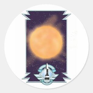 Adesivo Redondo logotipo de Ficção científica estilo vintage dos a