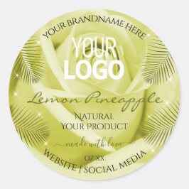 Adesivo Redondo Logotipo de Folha Amarelo Rosa Rotulagem de Produt