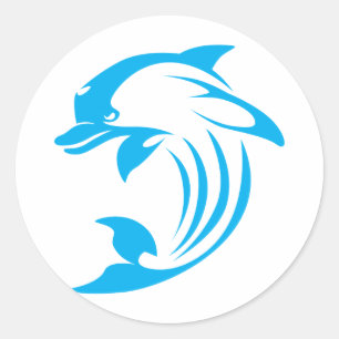 Adesivo Redondo Logotipo de golfinho azul personalizado