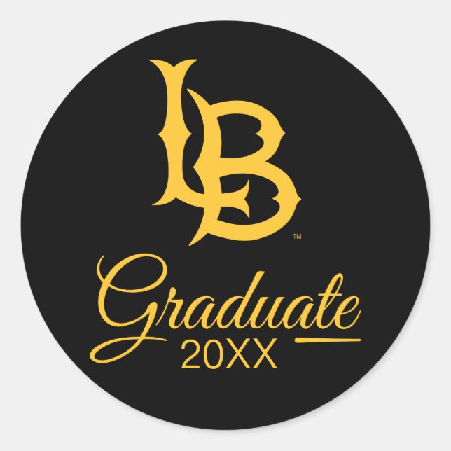 Adesivo Redondo Logotipo de Gradução da Long Beach State (Frente)