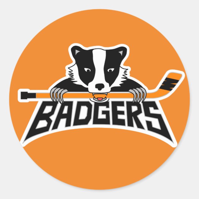 Adesivo Redondo Logotipo de hóquei em Badgers (Frente)