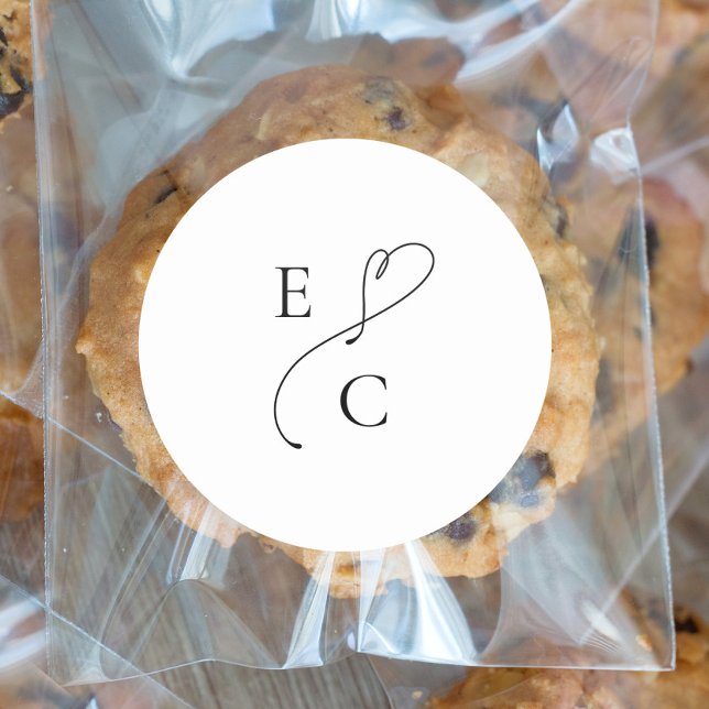 Adesivo Redondo Logotipo de iniciais de casais modernos com monogr (Criador carregado)