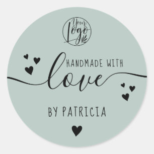 Adesivo Redondo Logotipo de letra manuscrita de amor feito à mão c