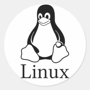 Adesivo Redondo Logotipo de Linux com Tux o pinguim de Linux