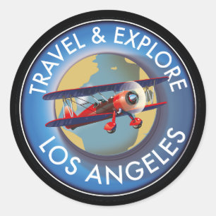Adesivo Redondo logotipo de Los Angeles de viagem explorar