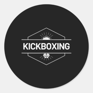 Adesivo Redondo Logotipo de Luta de Kickboxing