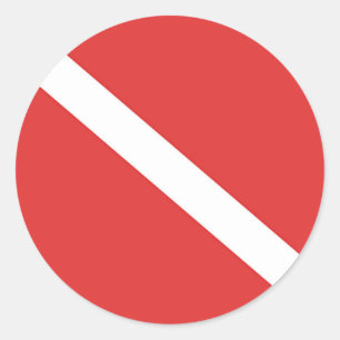 Adesivo Redondo Logotipo de mergulho Scuba- Bandeja branca vermelh