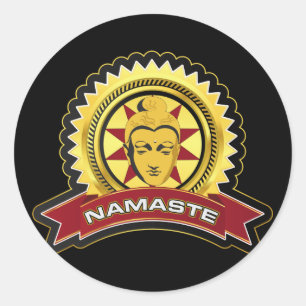 Adesivo Redondo Logotipo de Namaste Buddha