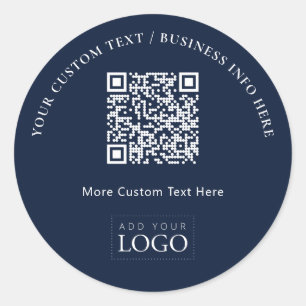 Adesivo Redondo Logotipo de Negócios da Marinha Simples Código QR