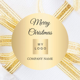 Adesivo Redondo logotipo de negócios dourado de Natal