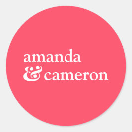 Adesivo Redondo Logotipo de noiva simples de coral brilhante e nom