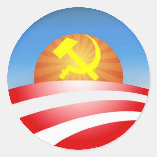 Adesivo Redondo logotipo de obama - soviete (Frente)