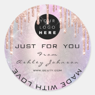 Adesivo Redondo Logotipo De Obrigado Brilhante Feito Com O Rosa Ro