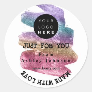 Adesivo Redondo Logotipo De obrigado Feito Com O Amor Enrola O Omb