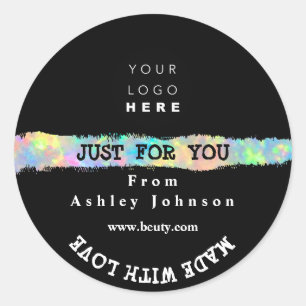 Adesivo Redondo Logotipo De obrigado Feito Com O Furo De Amor Holó