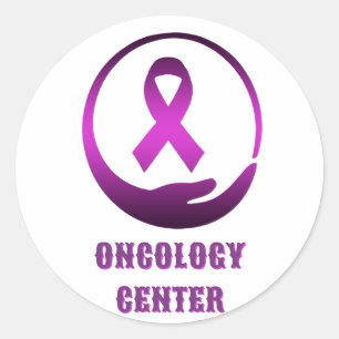 Adesivo Redondo Logotipo de Oncologia para Marca de Clínica de Cui