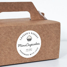 Adesivo Redondo Logotipo de Padaria Retro Moderna para Cupcakes Ca