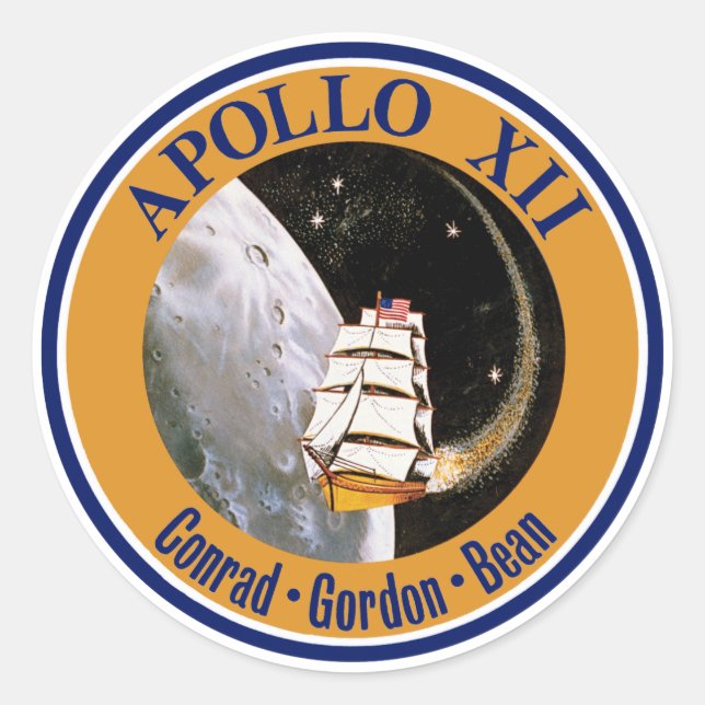 Adesivo Redondo Logotipo de patch de missão Apollo 12 (Frente)