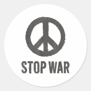 Adesivo Redondo Logotipo de Paz Símbolo Hippie para Parar a Guerra