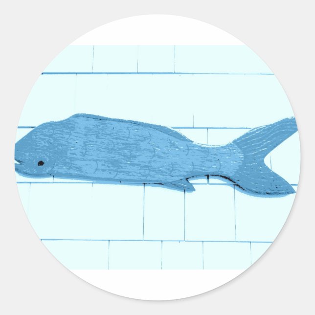 Adesivo Redondo logótipo de peixe azul (Frente)