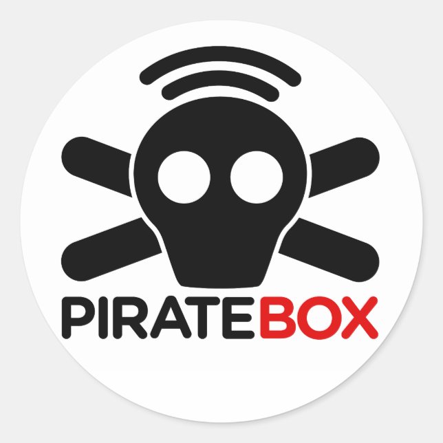 Adesivo Redondo Logotipo de PirateBox (Frente)
