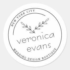 Adesivo Redondo logotipo de ramos botânicos estilizados modernos