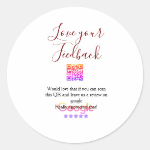 Adesivo Redondo logotipo de revisão de negócios do Google Scan QR