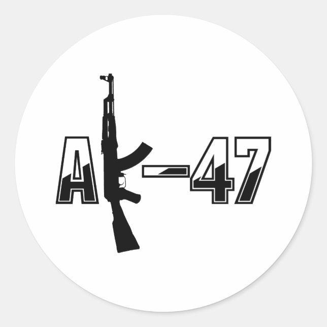 Adesivo Redondo Logotipo de rifle de assalto AK-47 AKM (Frente)