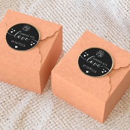 Adesivo Redondo Logotipo de tipografia de amor feito à mão coraçõe