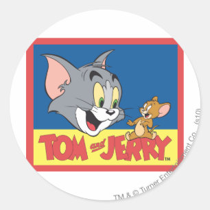 Adesivo Redondo Logotipo de Tom e de Jerry liso