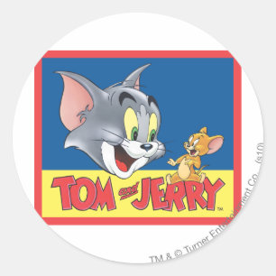 Adesivo Redondo Logotipo de Tom e de Jerry protegido