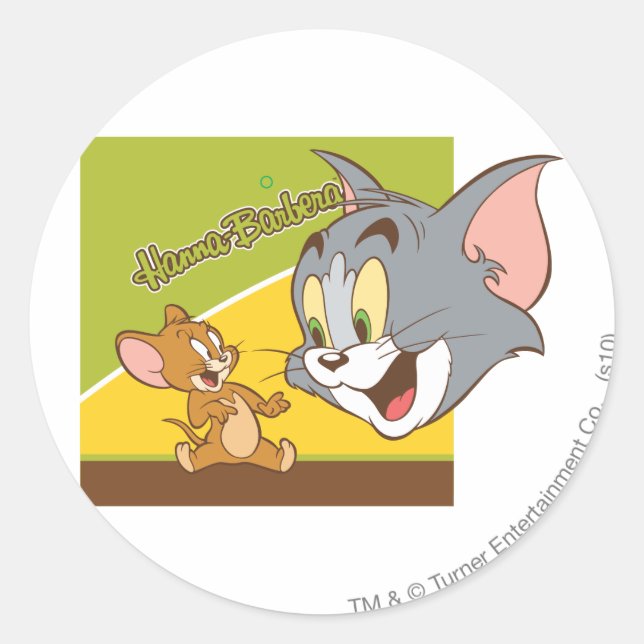 Adesivo Redondo Logotipo de Tom e Jerry Hanna Barbera (Frente)