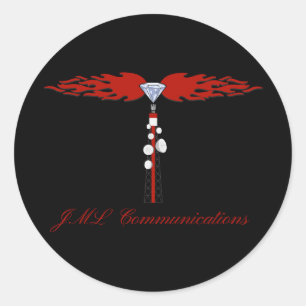 Adesivo Redondo Logotipo de torre do Comunicação JML