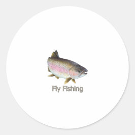 Adesivo Redondo Logotipo de truta arco-íris de pesca de mosca