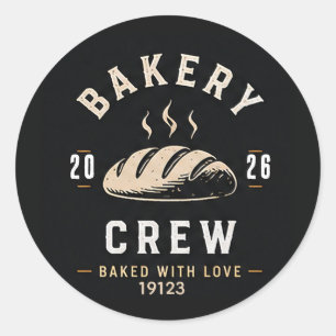 Adesivo Redondo 🥖 Logotipo de Uniforme da Equipe da Padaria 🥖