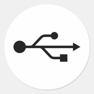 Adesivo Redondo Logotipo de USB