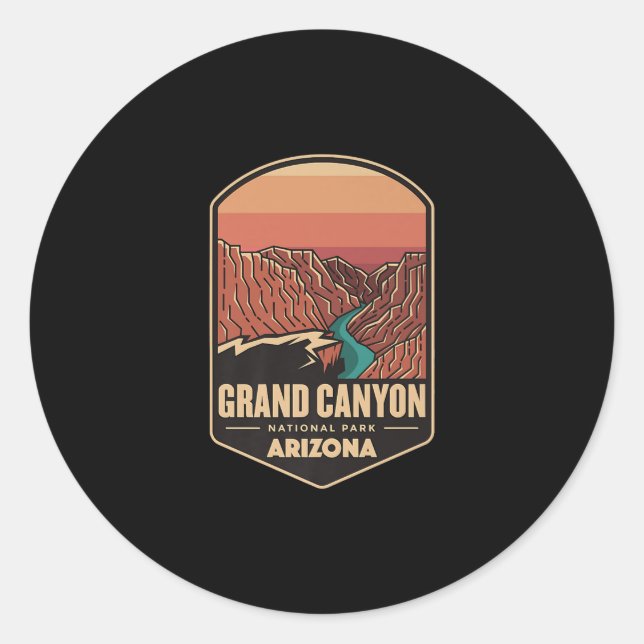 Adesivo Redondo Logotipo de Viagem do Grand Canyon National Park (Frente)