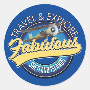 Adesivo Redondo Logotipo de viagem explorar as fabulosas Ilhas She