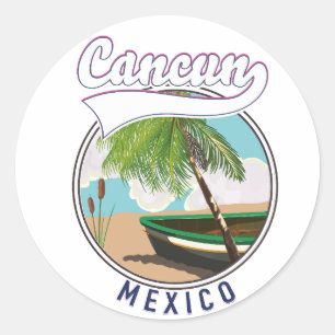 Adesivo Redondo logotipo de viagem praia Cancun México