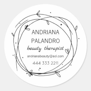 Adesivo Redondo Logotipo de wreath preto-e-branco
