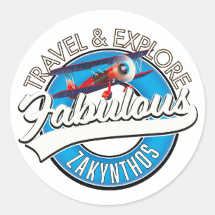 Adesivo Redondo Logotipo de Zakynthos em um belo estilo retrô.