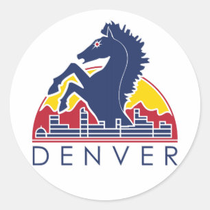 Adesivo Redondo Logotipo Denver Cavalo Azul