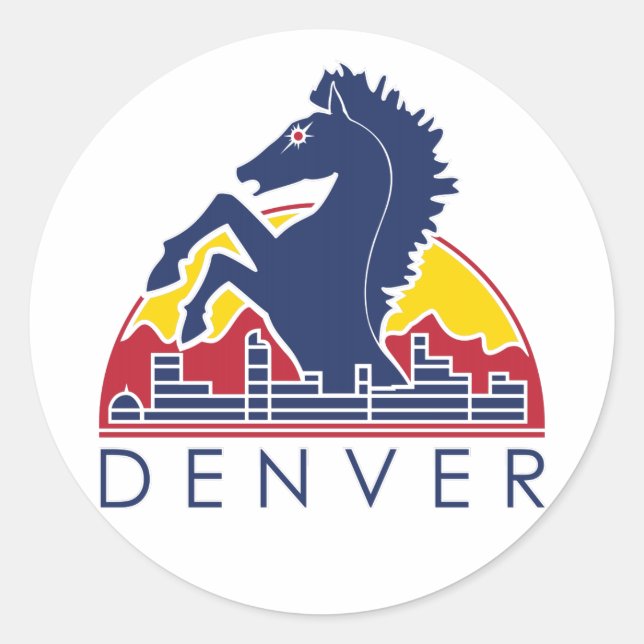 Adesivo Redondo Logotipo Denver Cavalo Azul (Frente)