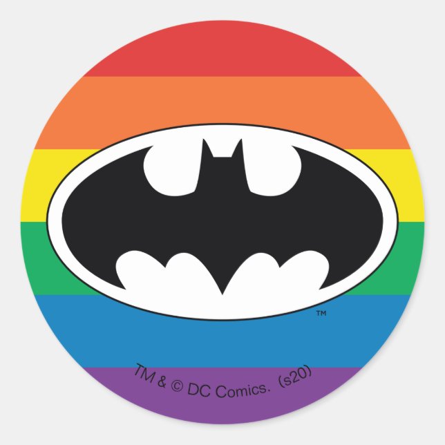 Adesivo Redondo Logotipo do Batman Rainbow (Frente)