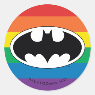 Adesivo Redondo Logotipo do Batman Rainbow
