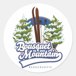 Adesivo Redondo logotipo do Bousquet Mountain Massachusetts Ski